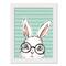 Bunny With Glasses 12" x 16" White Framed Print Under Plexiglass